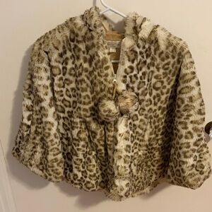 Fabulous Furs Kids Faux Fur Cape - Leopard Pattern
